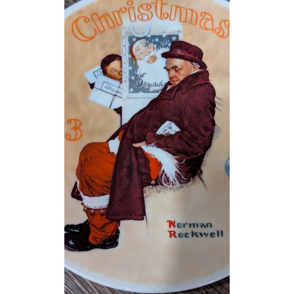 Vintage Norman Rockwell 1983 Santa In The Subway Christmas Knowles Plate 16434D - Picture 2 of 3